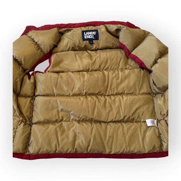 Lands End Men's Large Down Puffer Vest, Quilted Snap/Full Zip 600 Fill. Red - Picture 7 of 11